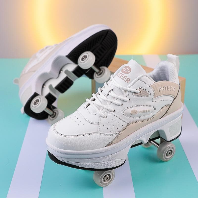 Roller Skating Deformed Shoes Four-wheel Runaway Shoes Four-wheel Shrinkable Boys and Girls Burst Shoes Children's Skates 36