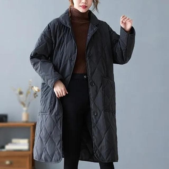 Winter Coat Korean Style Long Cotton-Padded Coat Womens Casual Parka Jacket Clothing Female Thin Outerwear XXXXL black