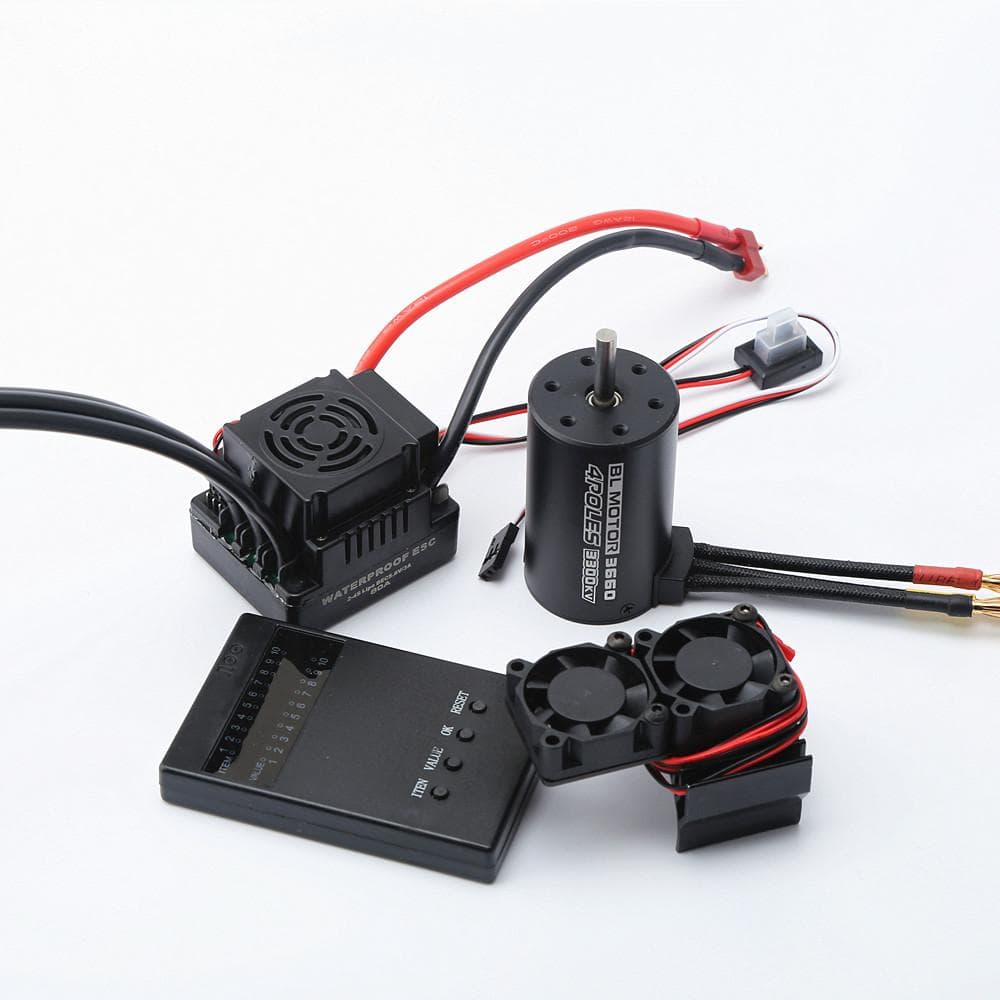 Waterproof 3660 3800KV Brushless Motor 80A Brushless ESC Programming Card With Motor Heat Sink 3300KV black
