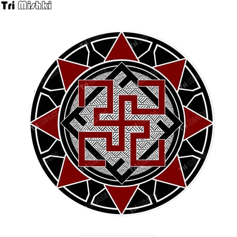 Tri Mishki WCS1046 Valkyrie Symbol Ancient Slavic Car Sticker PVC Decals Accessories Sticker on Car Laptop Luggage 11x11cm -S