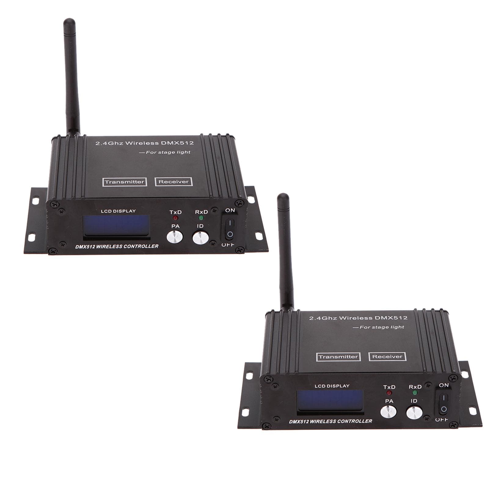 2.4G Wireless DMX 512 Controller Transmitter Receiver LCD Display Power Adjustable Repeater UK Plug