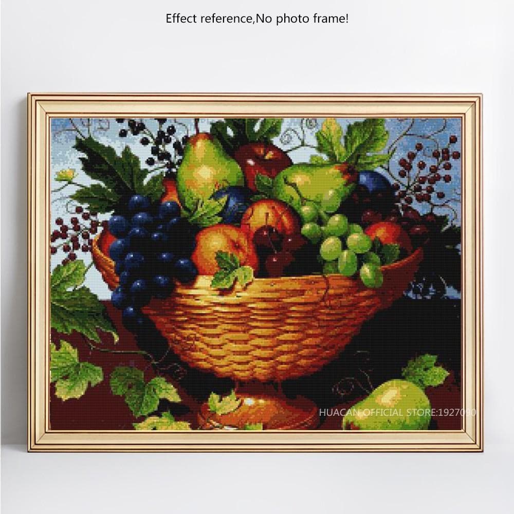 Diamond Embroidery Full Display Fruit Dish Diamond Painting Full Drill Round Rhinestones 20X30CM