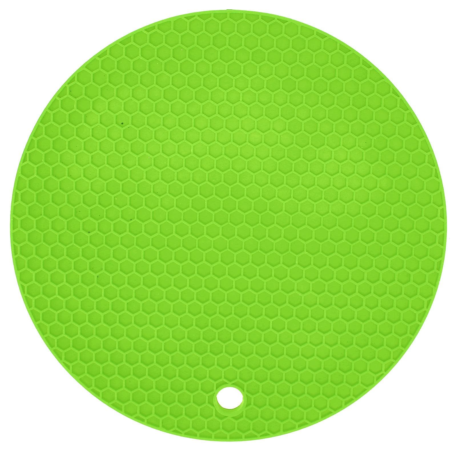 Round Shape Mat Food Grade Thickened Silicone Placemat Insulation Pad Microwave Oven MatYellow green