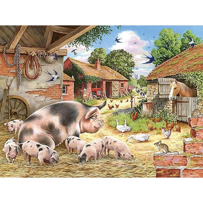 DIY 5D Diamond Painting Farm Animal Pig Full Round Mosaic Diamond Embroidery Cross Stitch 20X30CM