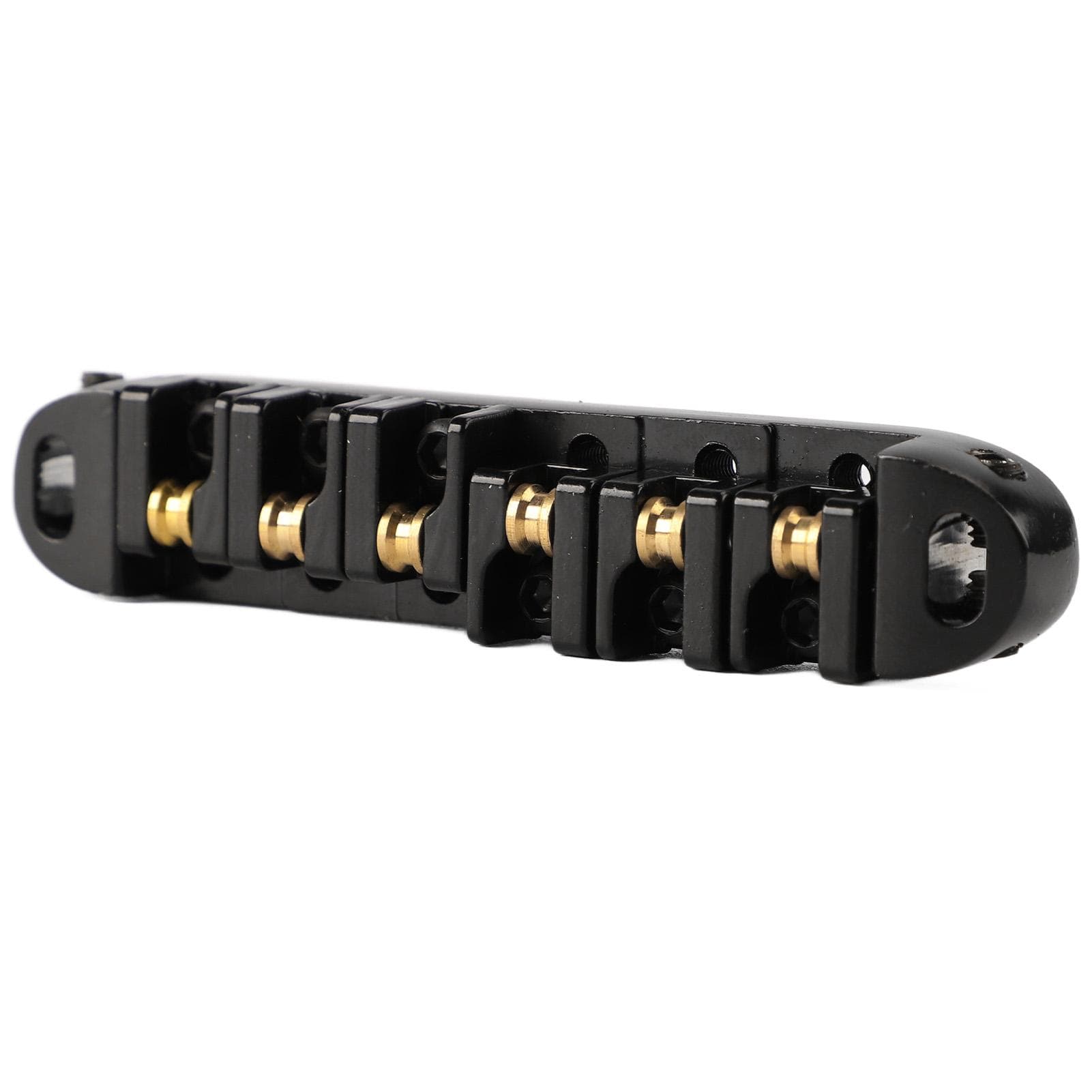 Guitar Roller Saddle Bridge Aluminium Alloy Black Tune Tailpiece Bridge Replacement with Threaded