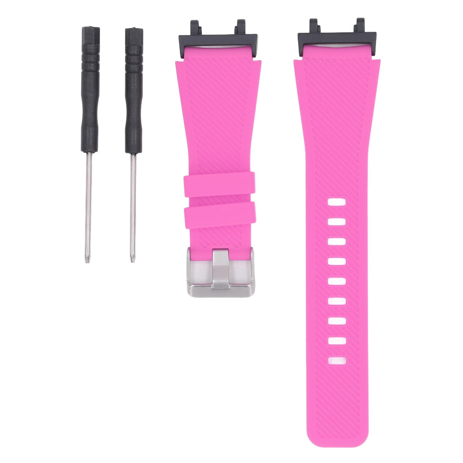 Smart Watch Band for Men Women Metal Silicone Solid Color Elastic Soft Smartwatch Replacement Strap rose red