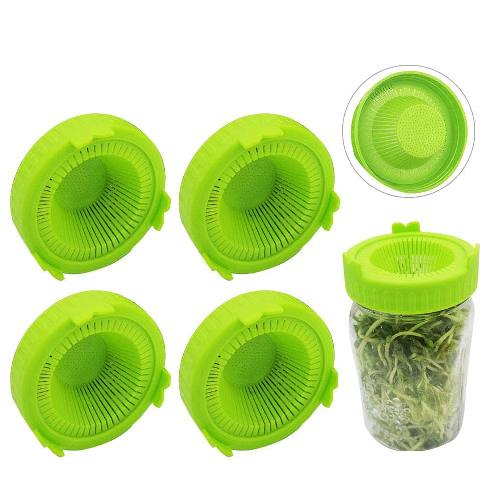 4Pcs Easy Rinse and Drain Plastic Sprouting Lids for Wide Mouth Jars