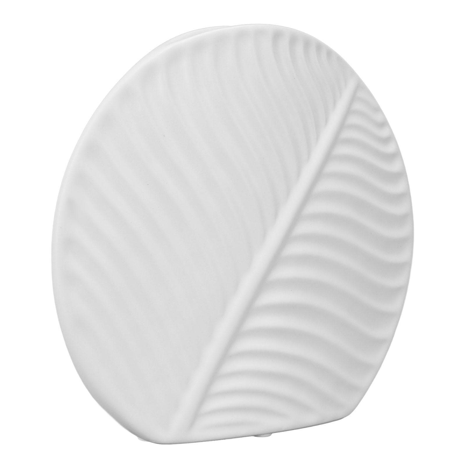 Nordic Style Leaves Pattern Ceramic Vase Flat Leaf Porcelain Vase for Living Room TV Stand Office