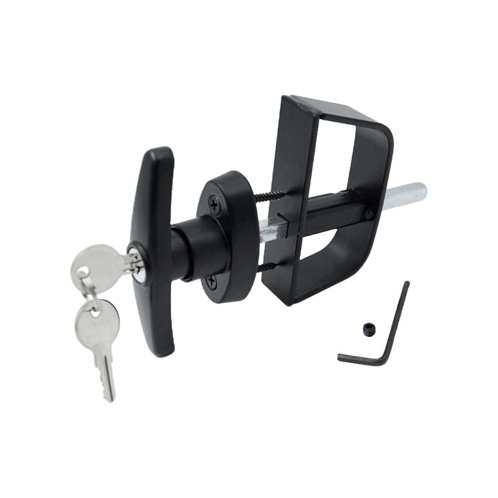 Shed Door Latch T-Handle Lock Kit with 2 Keys 5-1/2 Door Lock for Playhouses Chicken Coops Camper 4 black