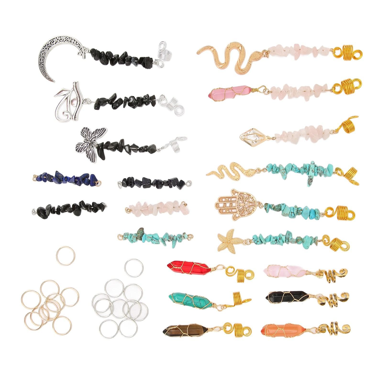 40pcs Hair Dreadlock Jewelry Multiple Style Hair Pendants Crystal Lock Hair Jewelry for Daily Life