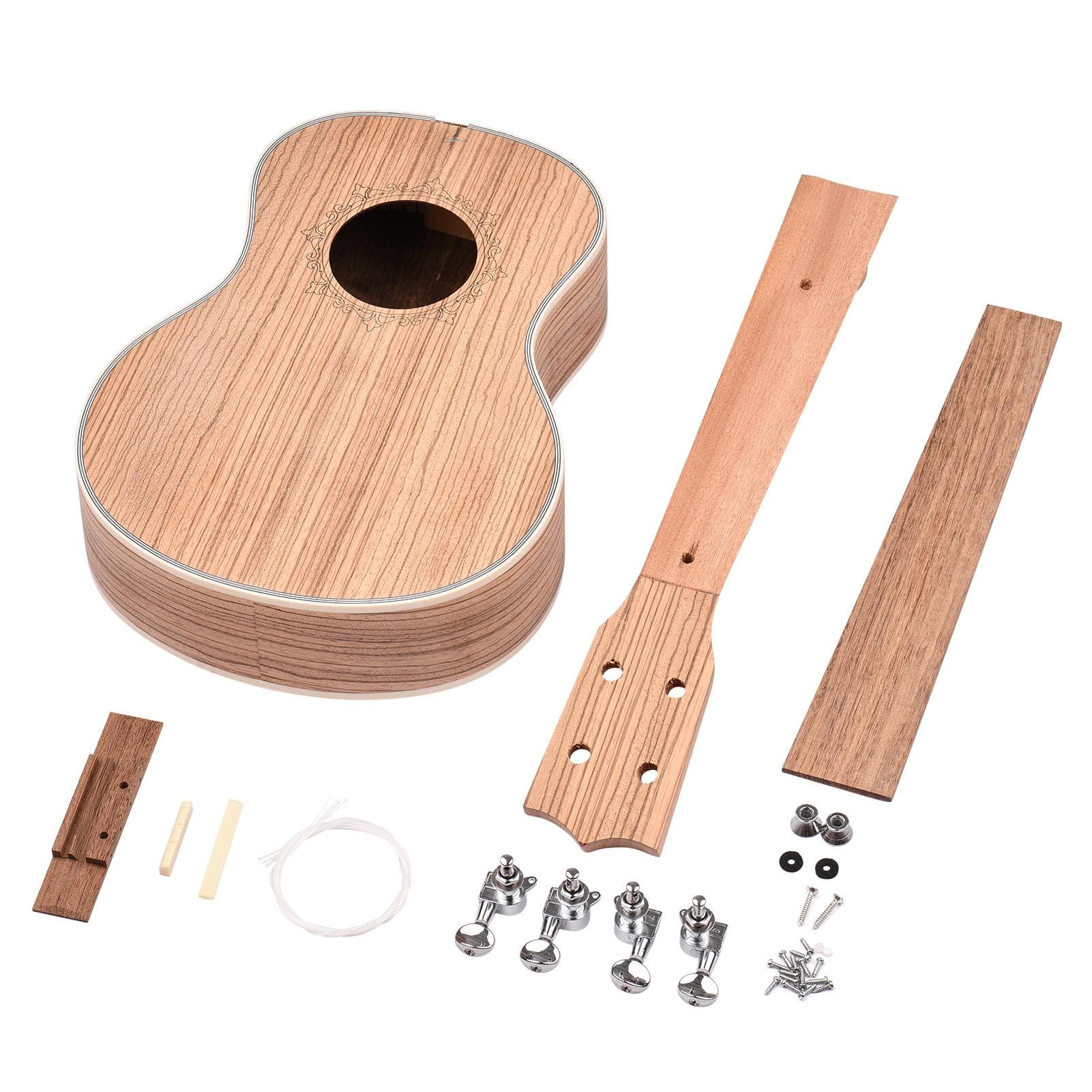 26 Inch Ukulele DIY Kit Tenor Ukelele 4 String Hawaii Guitar DIY Set Zebra Wood Panel Rosewood 26 Inch yellow