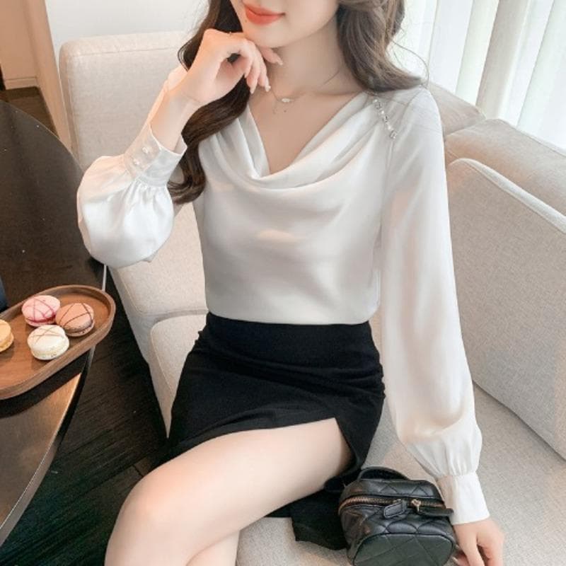 Autumn Shirts for Women's Shirts for Designs with Niche Temperament and Beautiful Purple Tops 2XL white