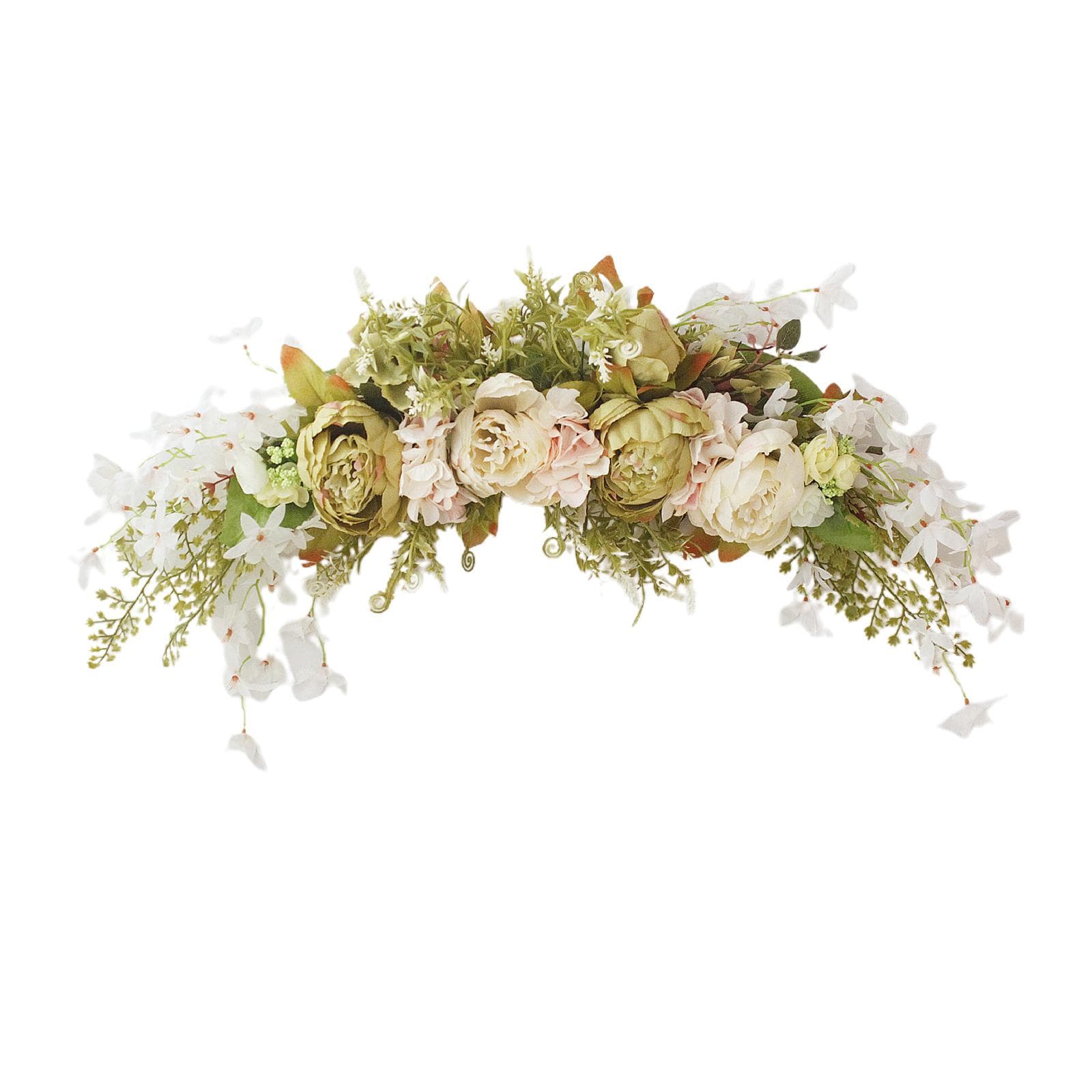 Spring Door Wreath Hanging Decorative Lintel Wreath Artificial Peony Flower Swag for Wedding Arch