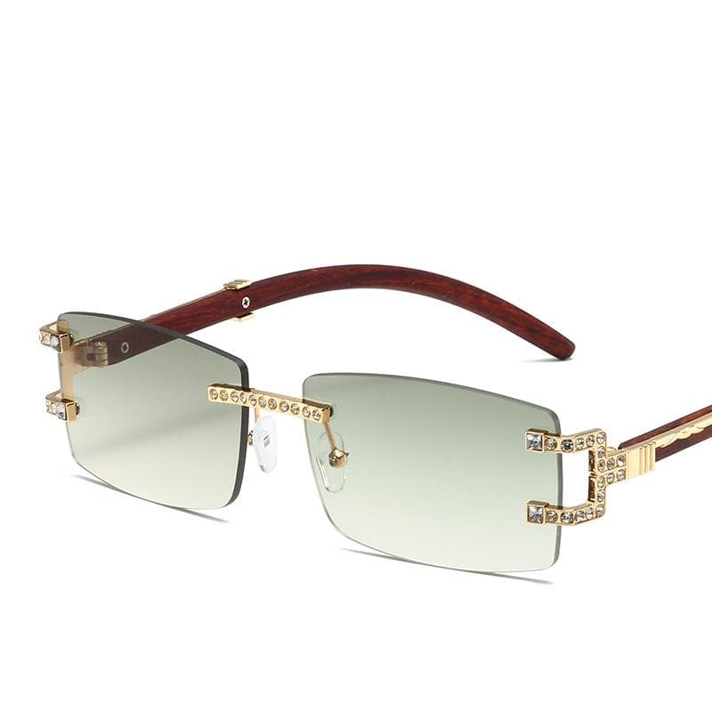 Rimless Diamond Square Sunglasses Women Men Luxury Designer Sun Glasses Vintage Small Frame Punk Shades UV400 As the picture