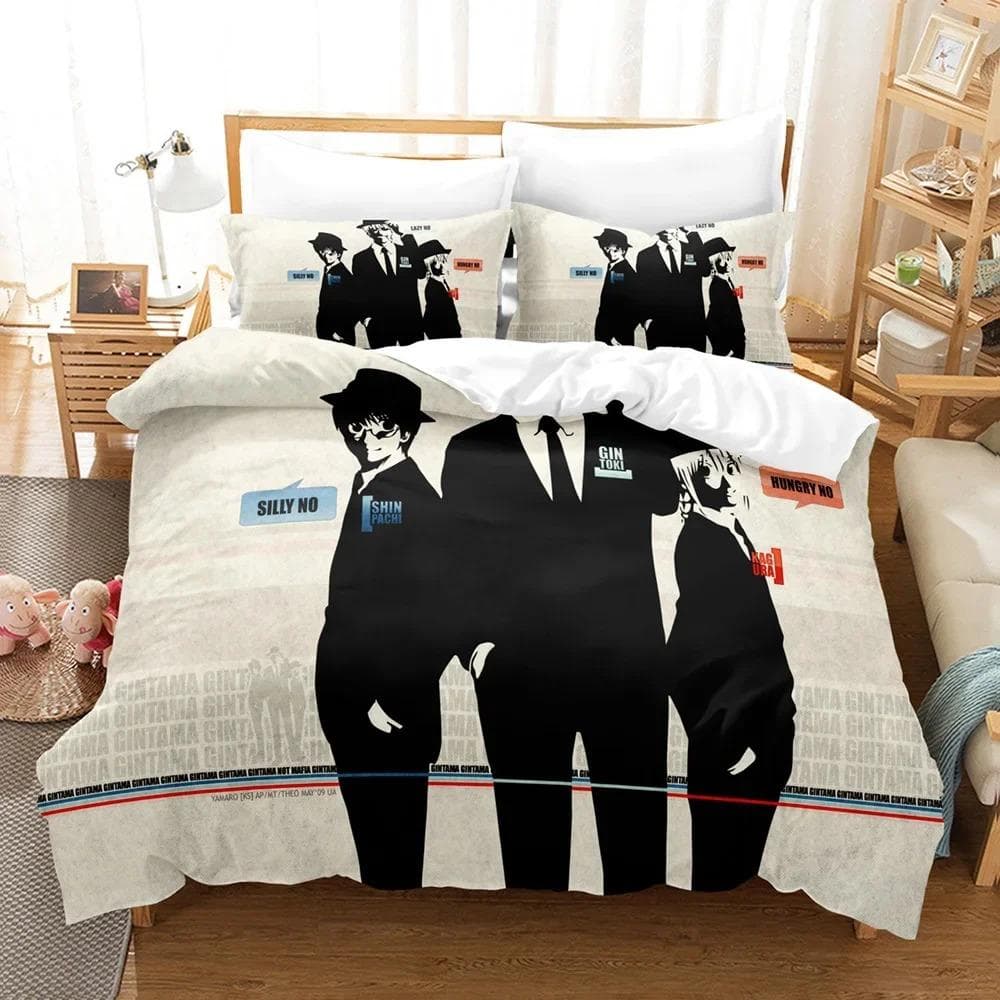 Anime GINTAMA Gintoki Bedding Set Boys Girls Twin Queen Size Duvet Cover Pillowcase Bed Kids Adult Home Textile Customizable 70x133cm 2pcs