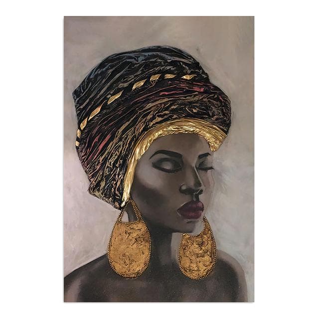 National Style Women Canvas Painting African Black Woman Abstract Wall Art Pictures Poster Modern Living Room Decor Prints Mural 50x70cm