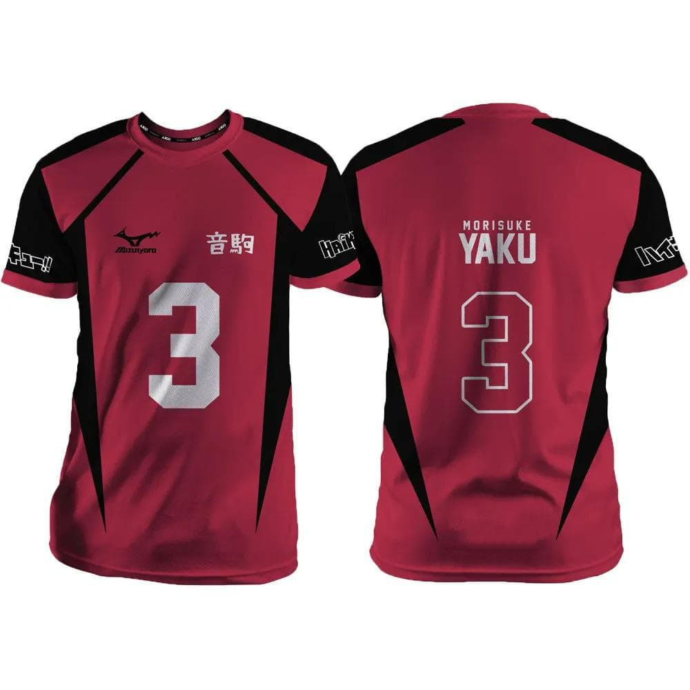 Haikyuu Nekoma Red Cartoon Anime Cosplay Men Jersey Summer Short Sleeve Children Unisex Tee Tops Quick-Dry Fashion Women T-shirt 6XL