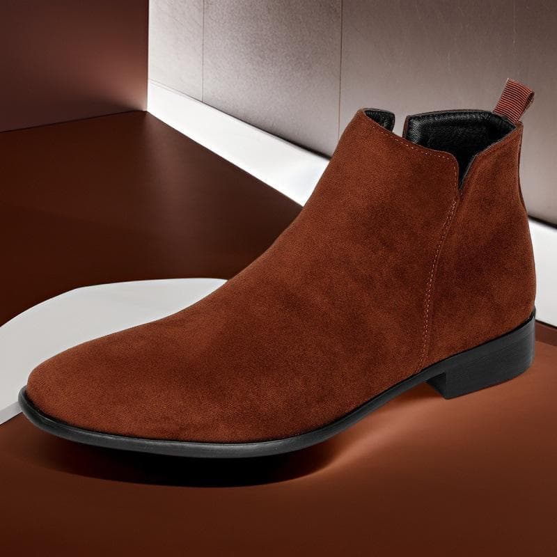 Men's Large Size Chelsea Boots with Side Zipper - Versatile Fashionable European & American Ankle Boots 43 camel
