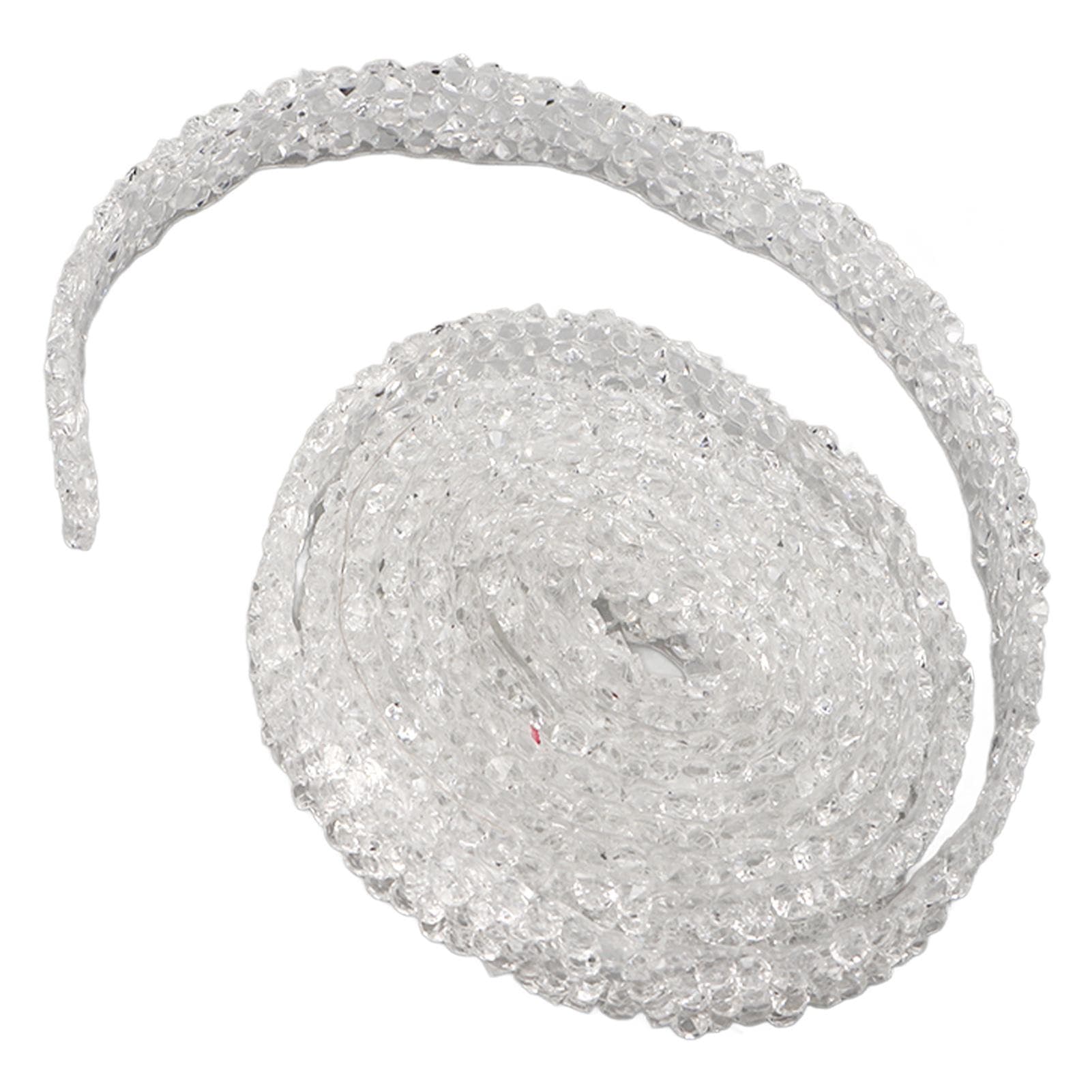 Rhinestone Strip 5yd Long 0.4in Wide Transparent White Safe Durable Crystal Ribbon for Wedding