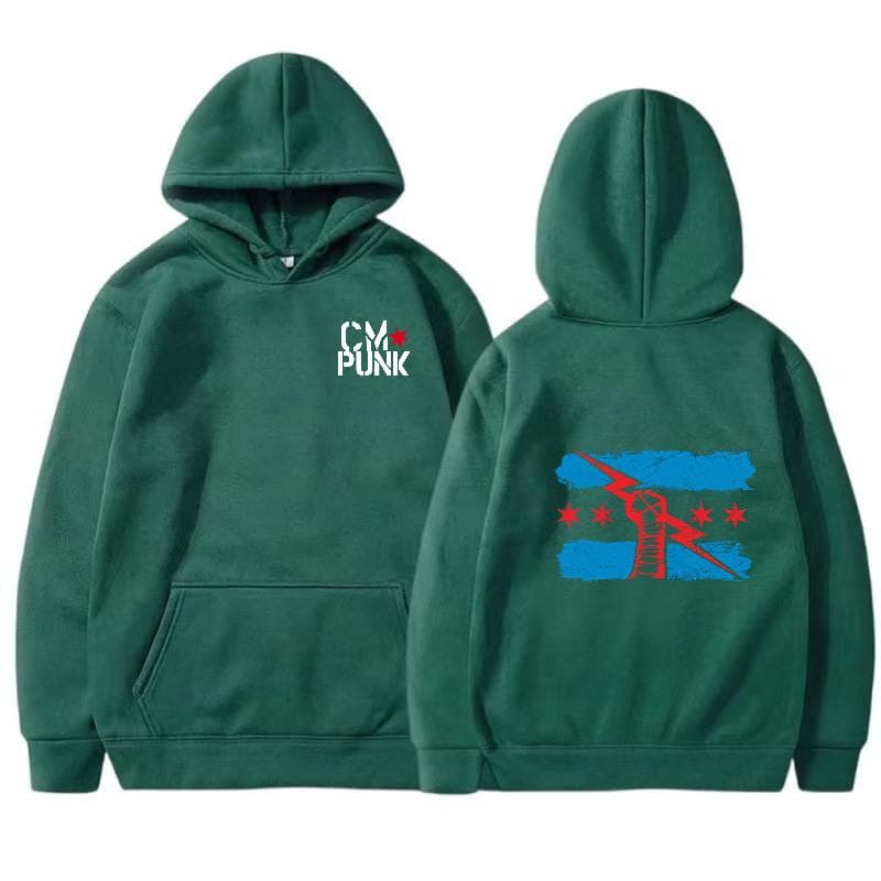 Autumn and Winter Famous Wrestler Returns to CM Punk Men's Solid Hoodie Print Street Sports Casual Top XL