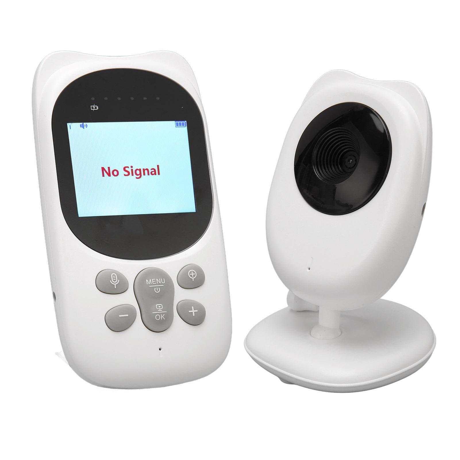 2.4in Video Baby Monitor 2 Way Intercom Auto Night Vision Portable Baby Camera 100‑240V White EU EU Plug