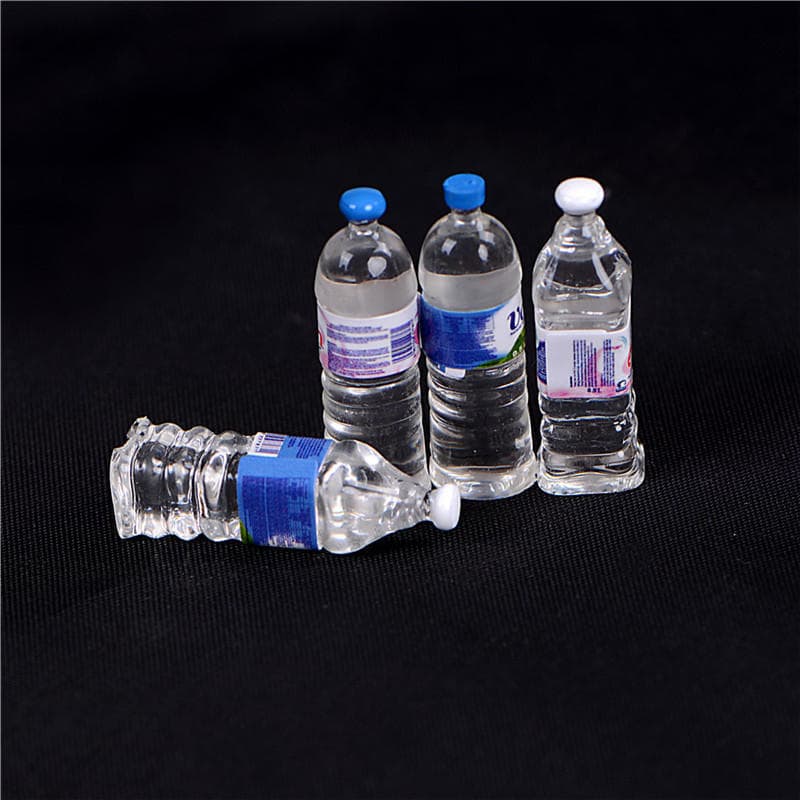 4Pcs Doll House Miniature Bottled Mineral Water Model Home Decoration