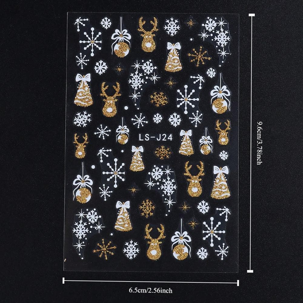 Snowflakes Stickers For Nails White Snow Nail Decal 5D Embossed Winter Christmas Design Slider Manicure Decoration LS-J24