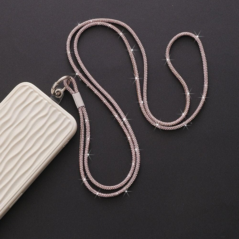 Luxury Rhinestone Mobile Phone Lanyard Diamond Mobile Phone Case Anti-Loss Hanging Ornaments Pendant Keychain Glitter Cord Strap purple