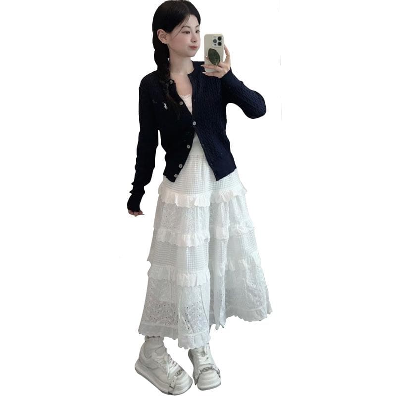 Skirt Spring Summer Autumn New High Waist A Word Ballet Temperament Fluffy Dress M