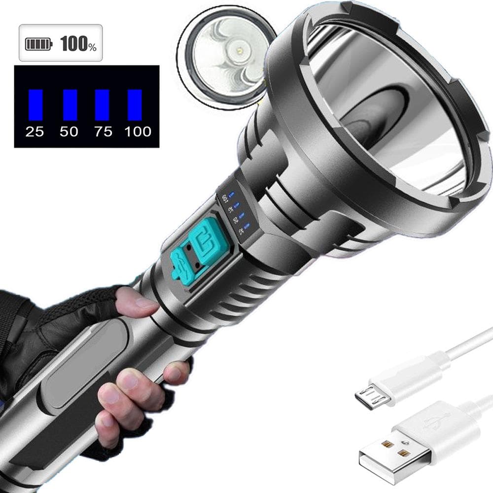 Bright New Wick Strong Light Led Flashlight USB Rechargeable Flashlight Built-in Battery Light with Charging Cable 1Pcs