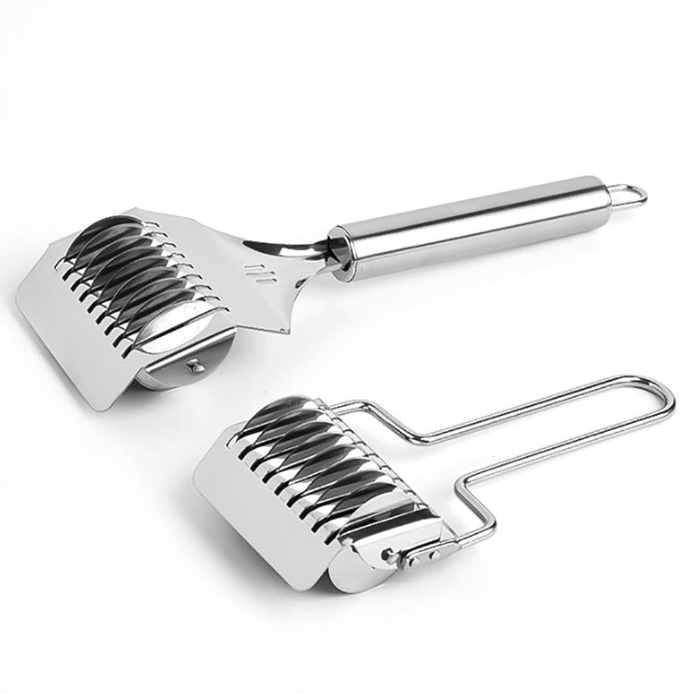 2 PCS Stainless Steel Manual Pasta Cutter Roller Kitchen Cutter Household Pasta Tools Noodles silver