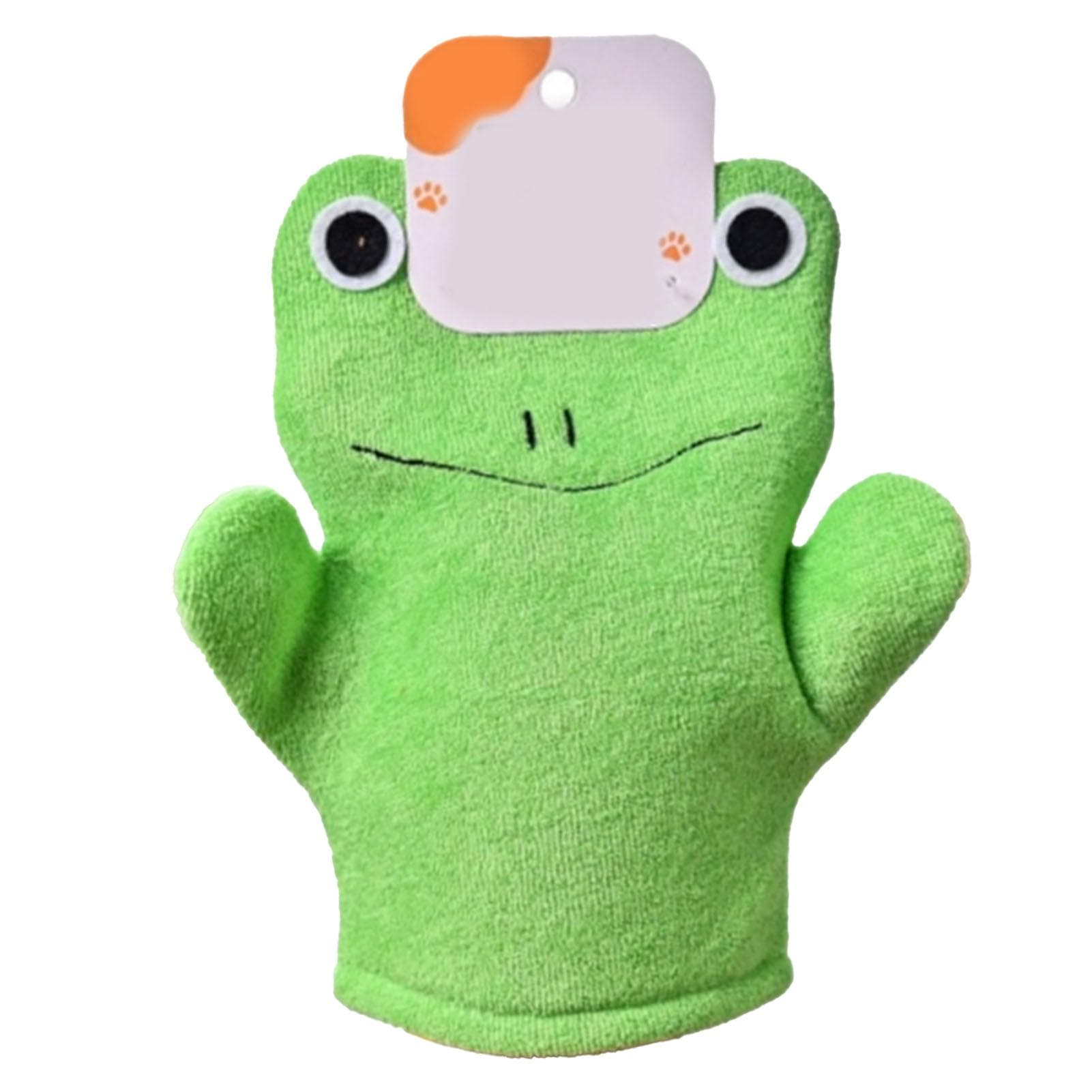 Exfoliating Washcloth Body Scrubber Pretty Design Massage Bath Cloth for Kids Adults Green Frog One Size