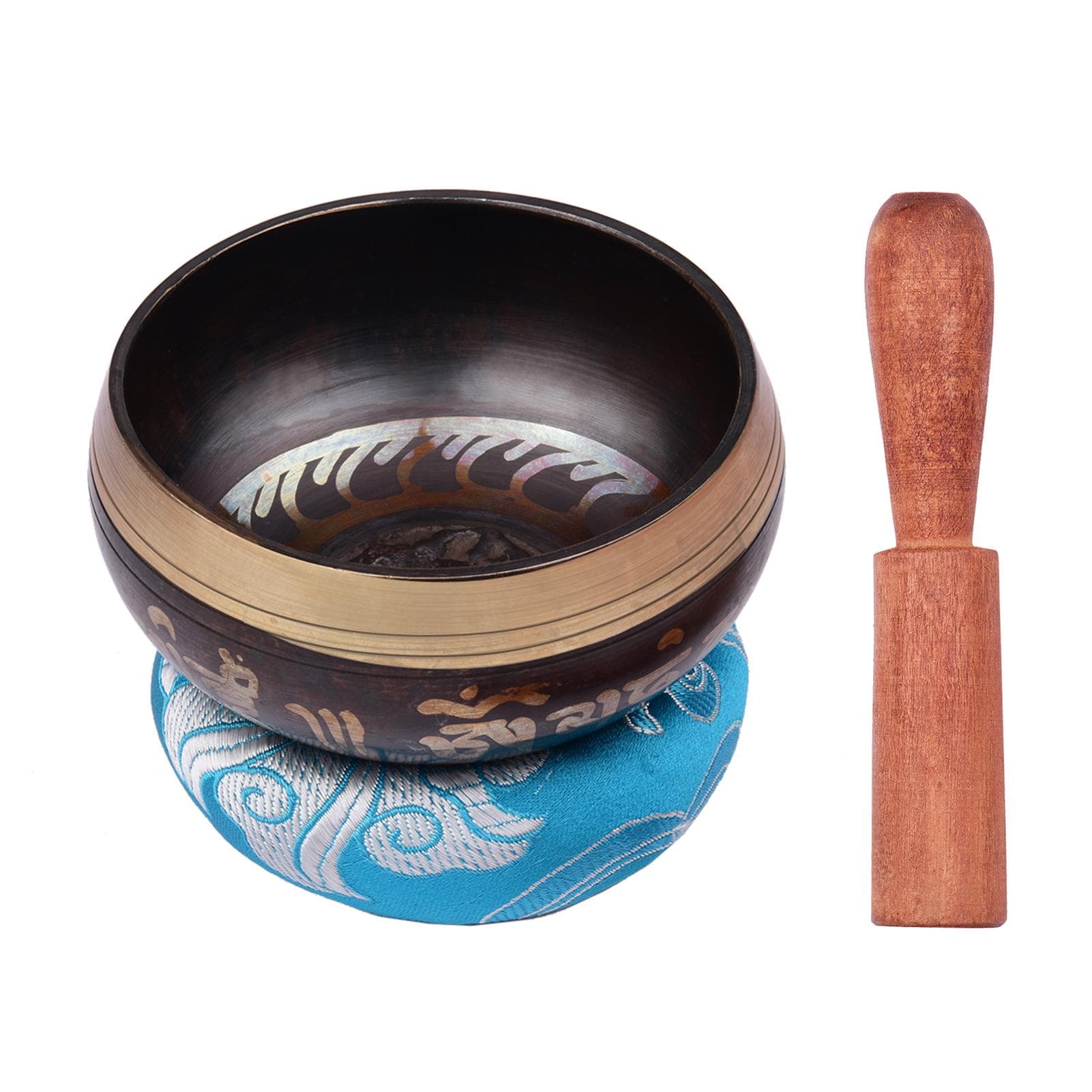 Tibetan Singing Bowl Set with 8.5cm/3.3inch Handmade Metal Sound Bowl & Soft Cushion(random color 3 Inch