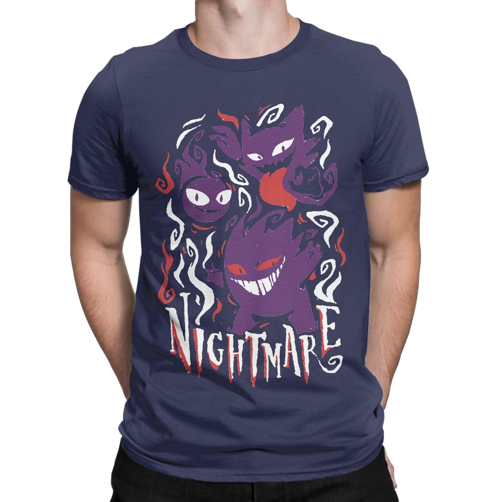 Ghost Gym T Shirt for Men Cotton T-Shirt Gengar Kaiju Japan Style Pocket Tee Shirt Short Sleeve Clothes Gift Idea M