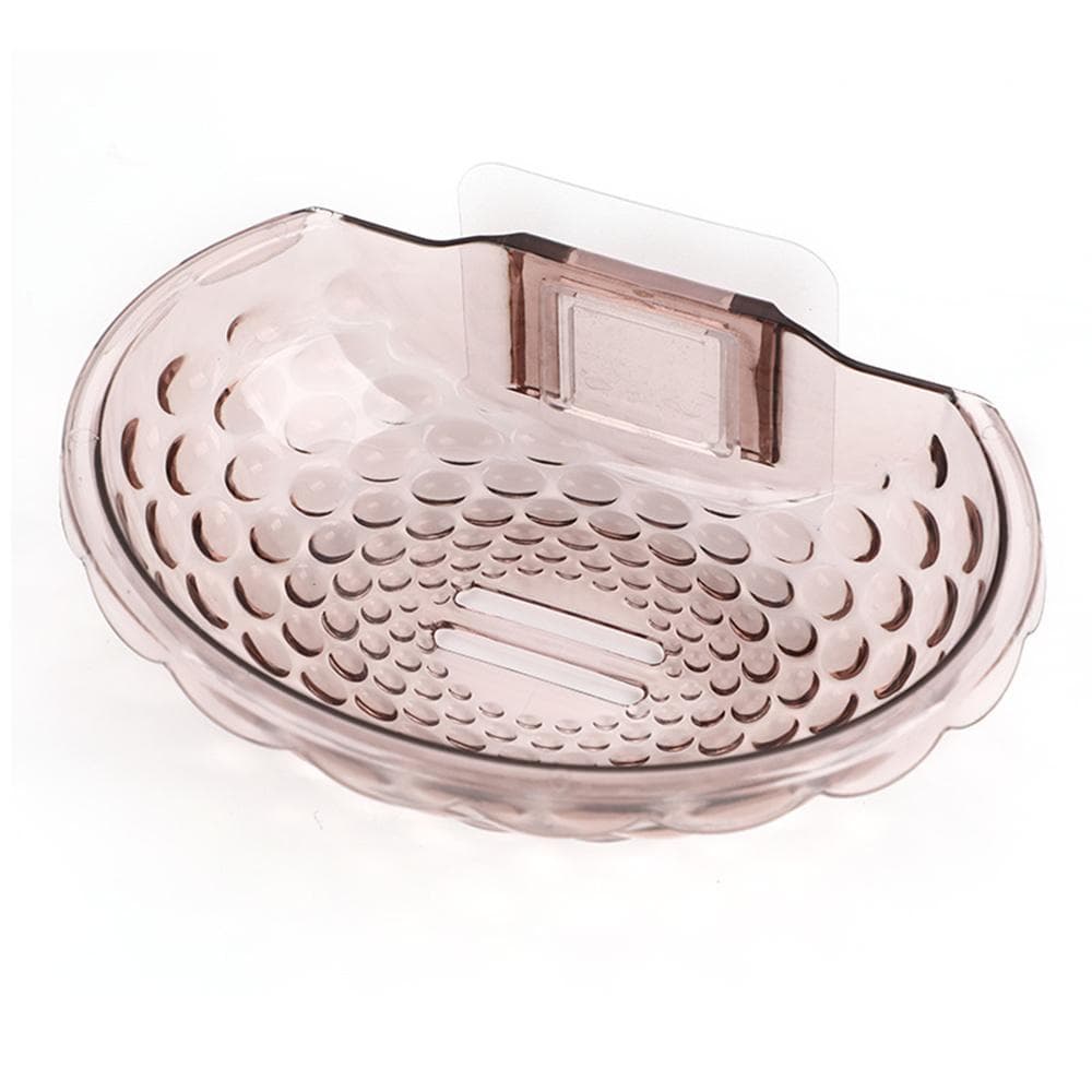 Wall Mounted Soap Dish Drain Transparent Acrylic Soap Holder Household Self Adhesive Soap Sponge Dish Bathroom Accessories 14*9.5*4.5cm pink