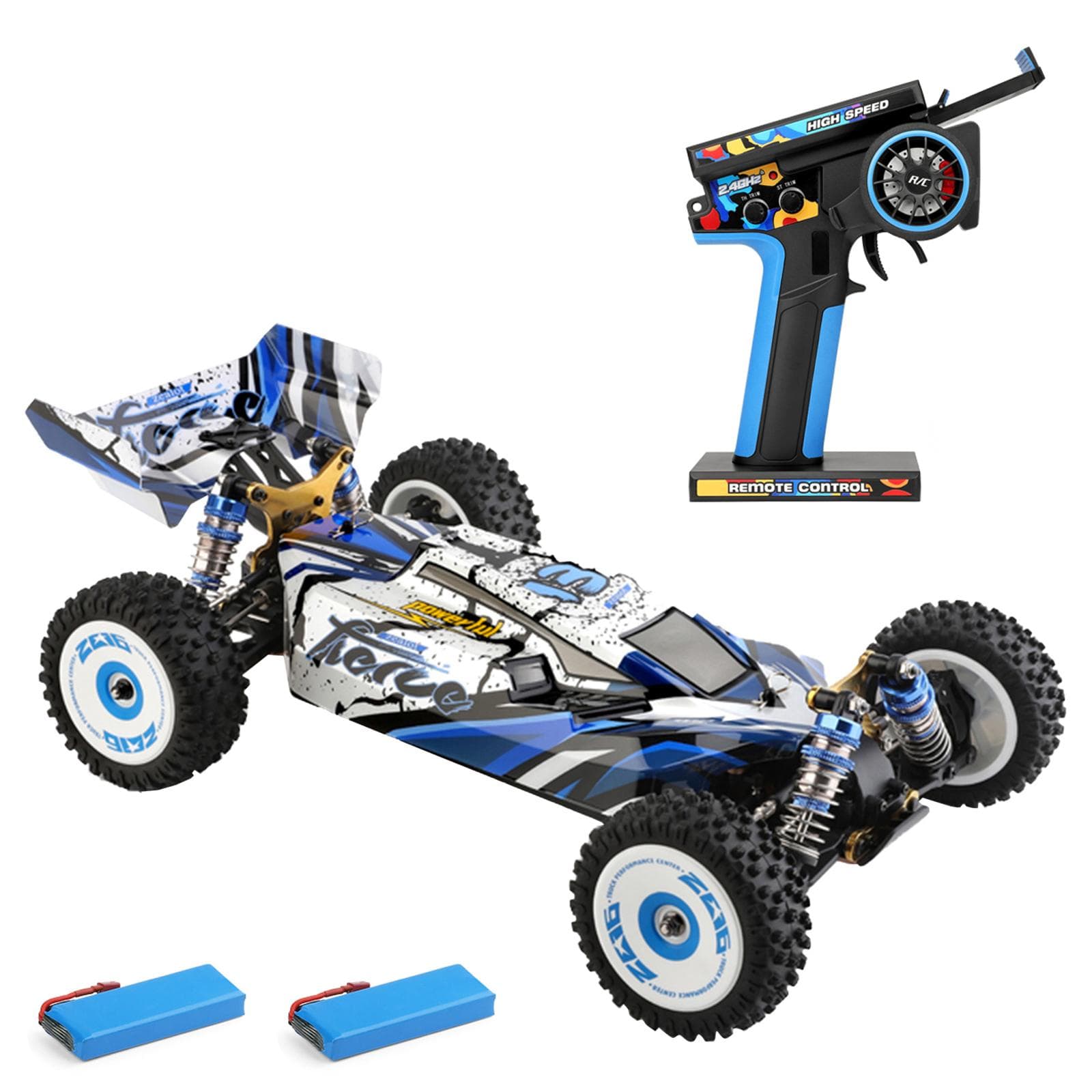 WLtoys 124017 Remote Control Car Off-Road Car High Speed Remote Control Crawler 1/12 2.4GHz Racing 2 battery blue