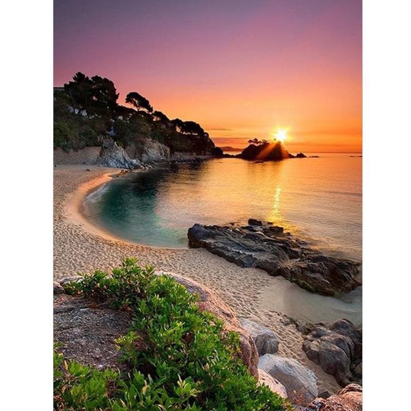 5D DIY Diamond Painting Sunset Beach Cross Stitch Diamond Embroidery Landscape Sea 20X30CM