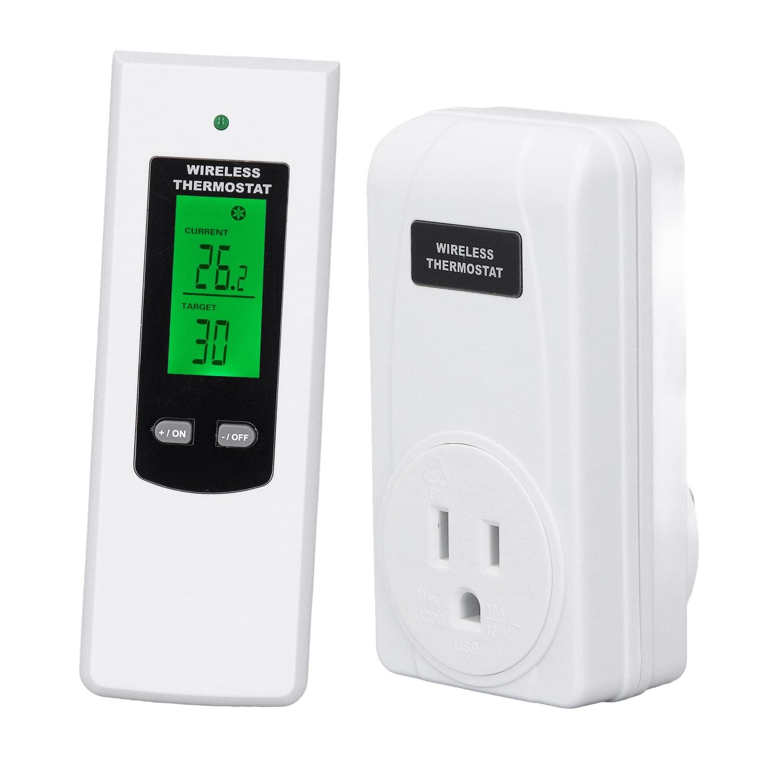 Wireless Thermostat Outlet Temperature Auto Detection LCD Backlit Temperature Controller Outlet