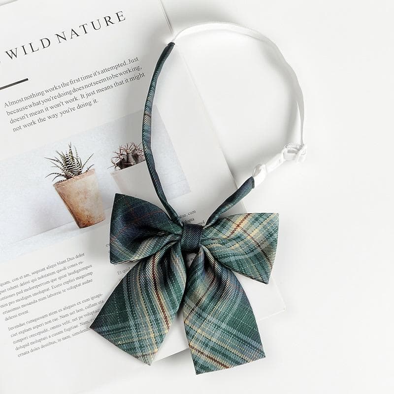 Fashion JK Bowtie Women College Student Collar Tie Cotton Plaid Bowknot Lolita Girls Adjustable Butterfly Anime Cosplay Cravat Forest letter tie