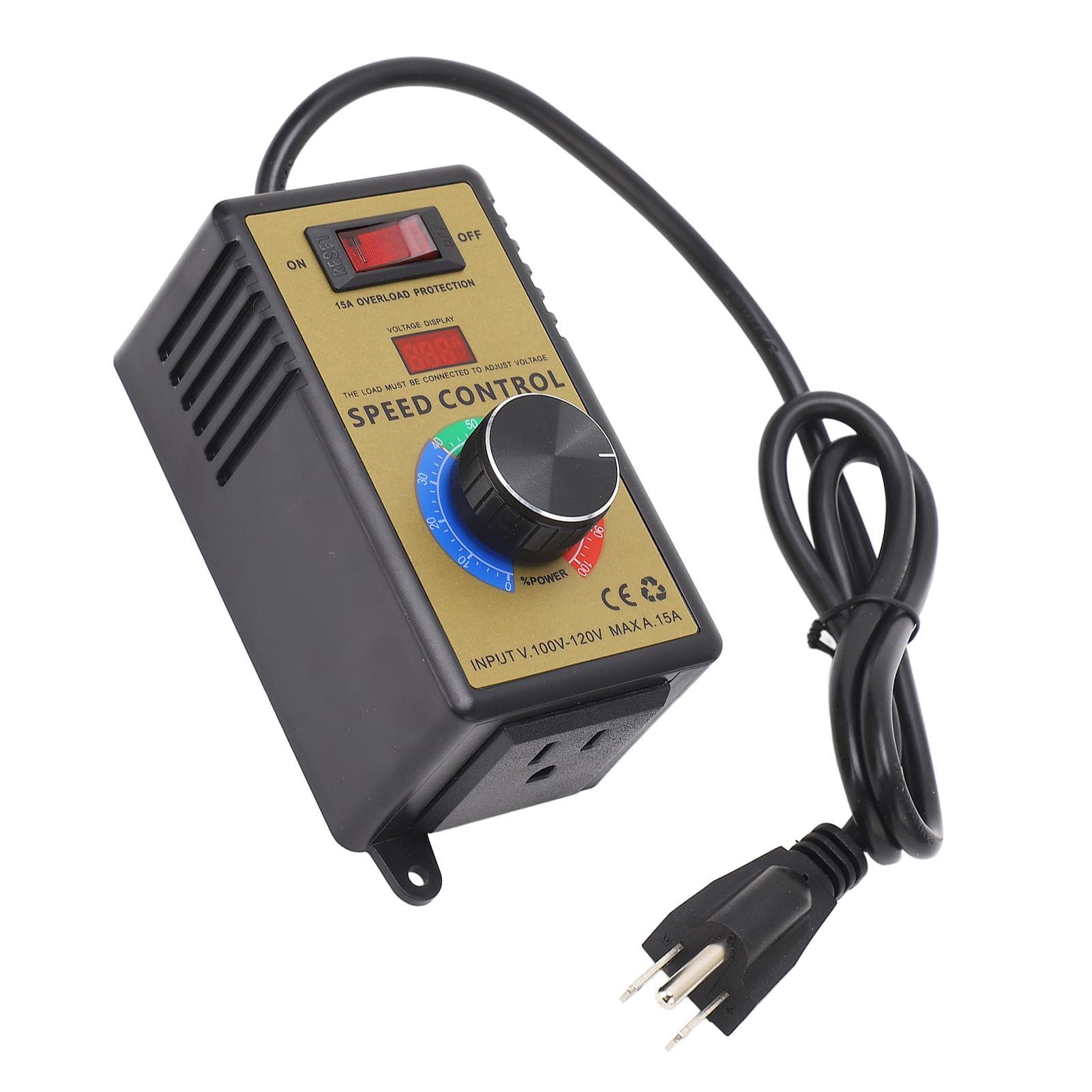 Speed Regulator Motor Fan Controller Stepless Speed Control Switch 15A Overload Protection AC