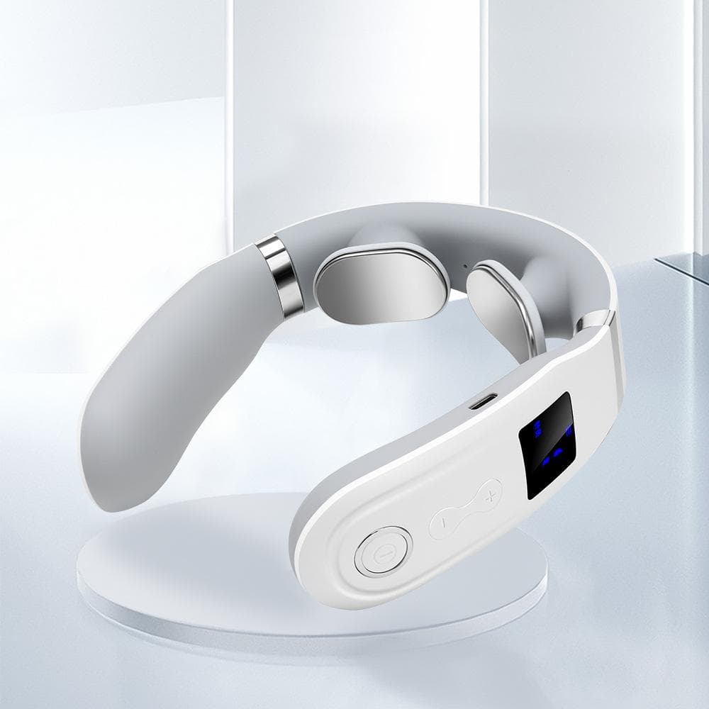 Multifunctional Cervical Massager, Household Neck Protector, Heated Mini Pulse Physiotherapy Device, Neck Massager Heating model white