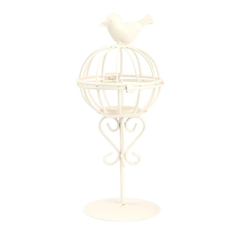 Hollow out Unique Bird Cage Iron Candle Holder Candlestick Decor Home Decoration OrnamentWhite white