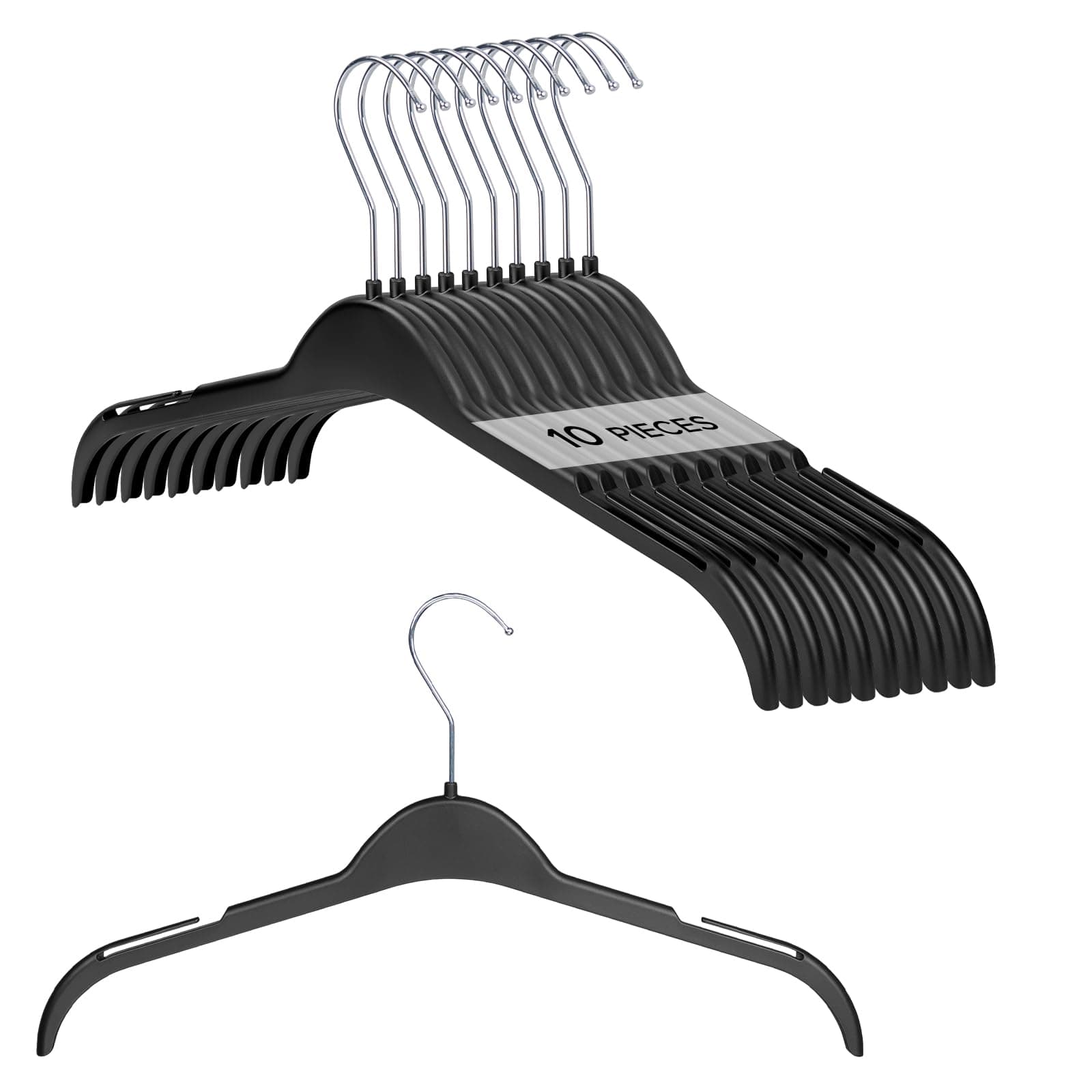 Donext 38cm Set of Clothes Laundry Multifunctional Prevents Clothes from Losing Windproof Black Hanger, Wide, 10, Hanger, Hanger, Storage, Non-Slip,