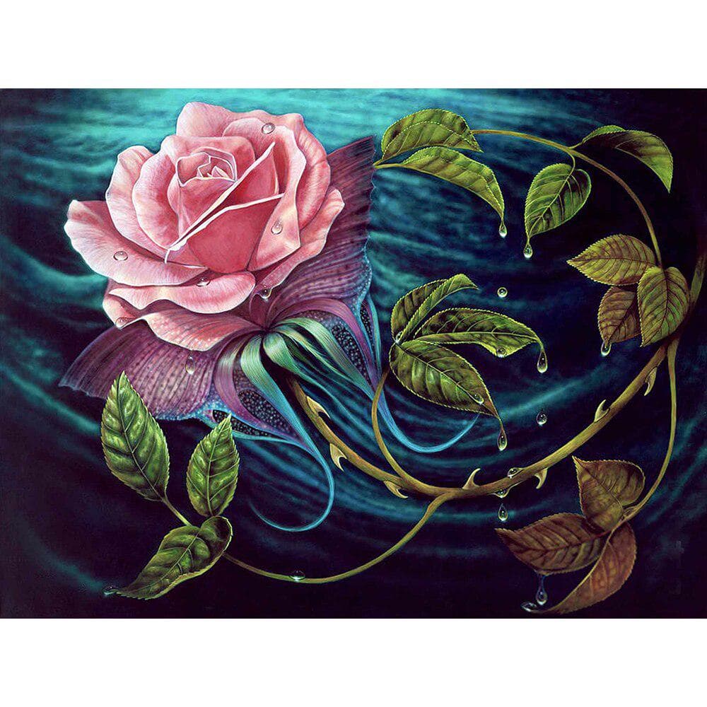 Diamond Embroidery Flower Rose Rhinestone Pictures Full Round Diamond Painting Flower Cross Stitch 20X30CM