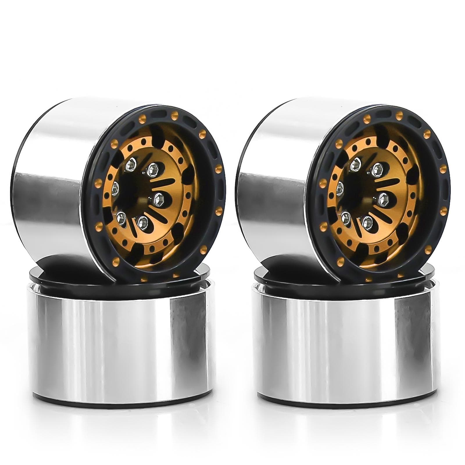 4pcs 1.0 Metal Beadlock Wheel Hub Wheel Rim Replacement for TRX4M Axial SCX24 AX24 1/18 1/24 black