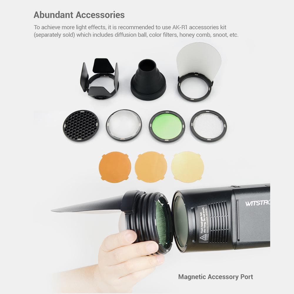 Godox H200R 200W Ring Flash Head with Spiral Flash Tube Magnetic Accessory Port for Godox EC200