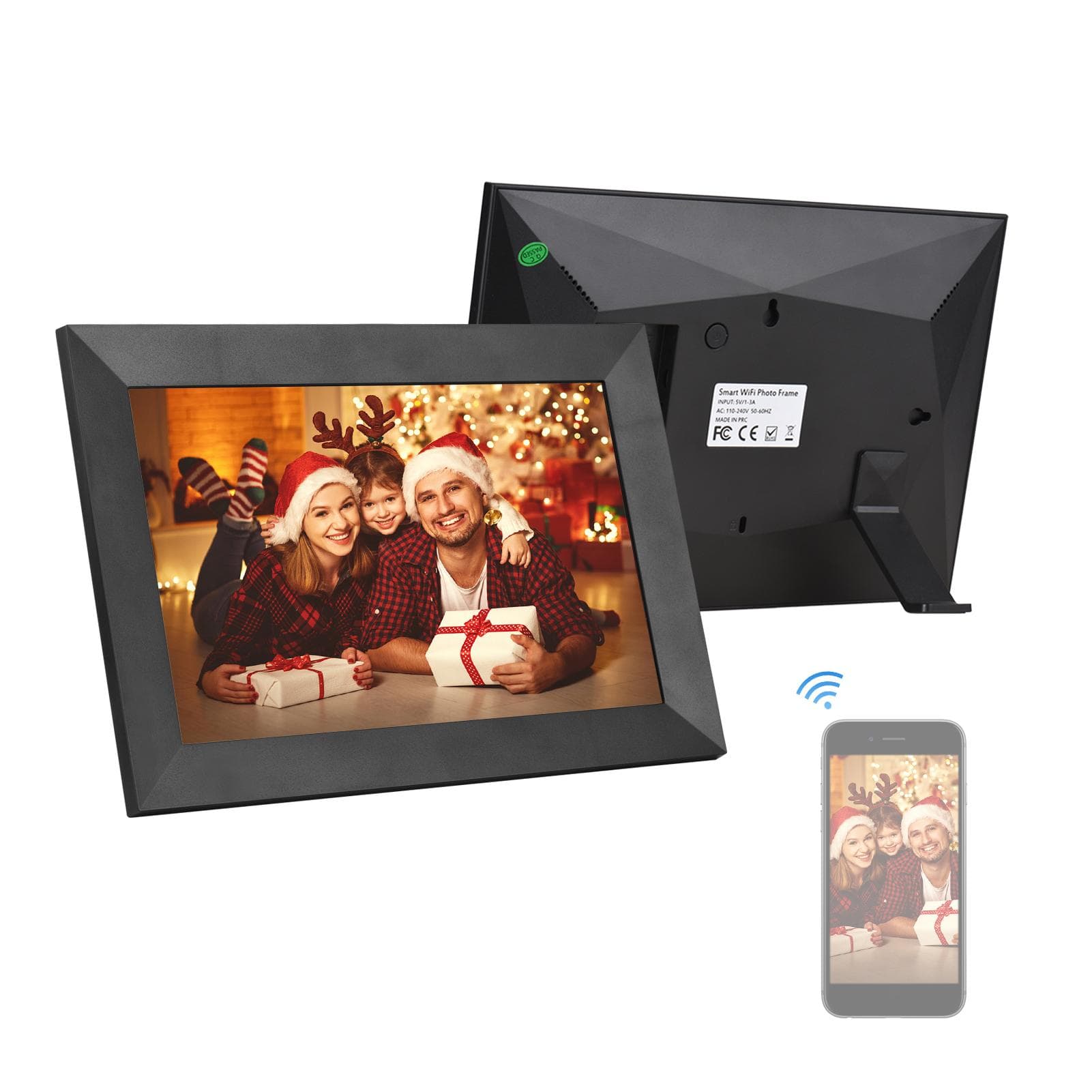 Andoer 8 Inch Smart WiFi Photo Frame Digital Picture Frame Photo Album IPS Touch-screen 1280*800 EU Plug black