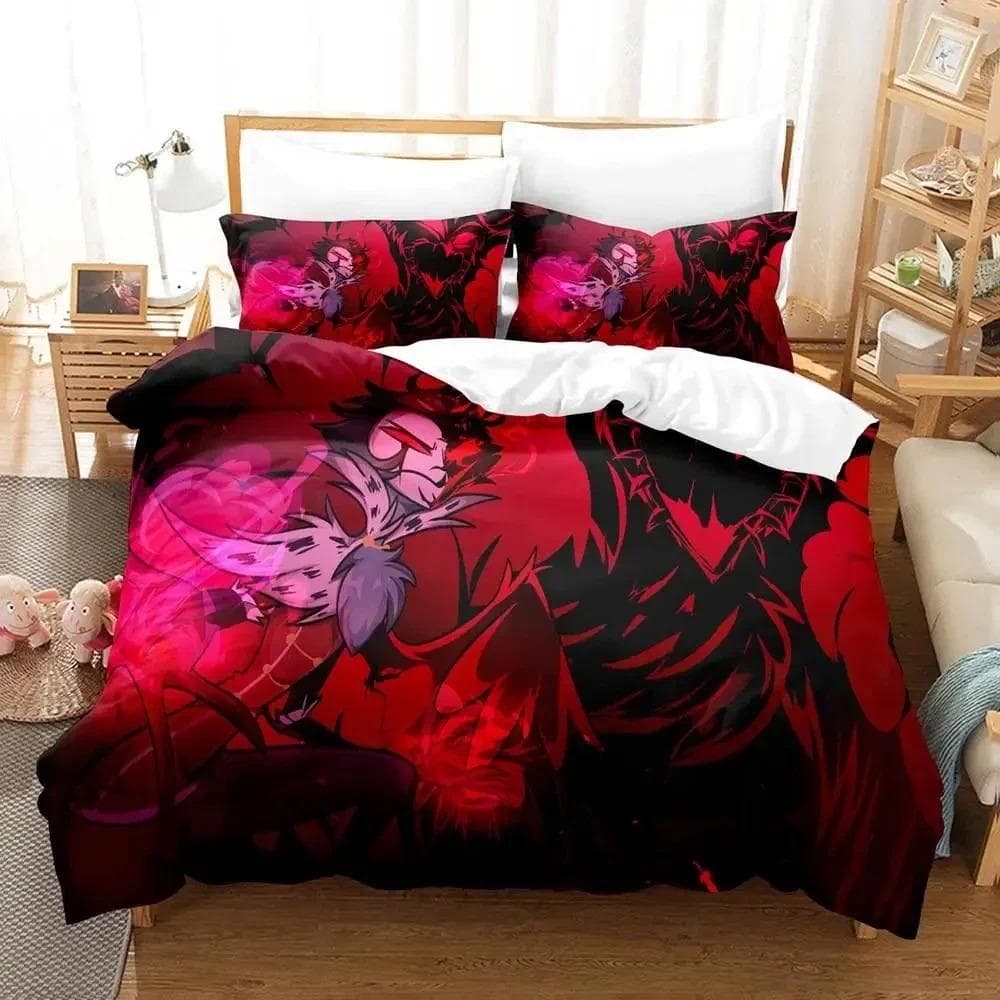 3D Print Anime Helluva Blitzo Boss Bedding Set Duvet Cover Bed Set Quilt Cover Pillowcase Comforter king Queen Size Boys Adult 70x133cm 2pcs
