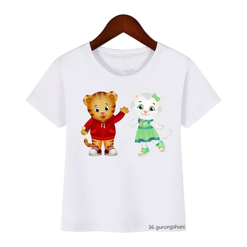 Fashion Children’S Tshirt Cute Daniel Tiger’S Neighborhood Cartoon Print Boy’S T-Shirt Summer Harajuku Girls T Shirts White Tops 100