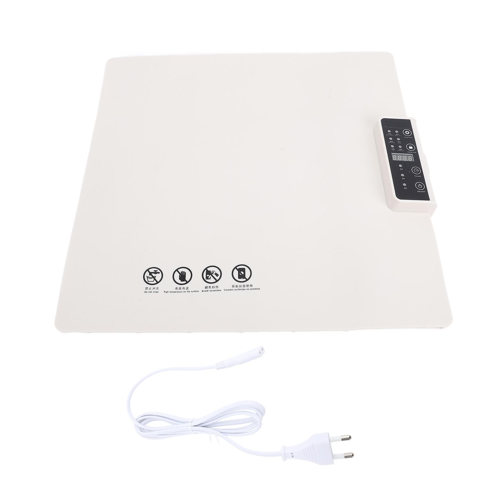 Electric Warming Tray Rollable Full Surface Heating with 5 Temperature Settings 1H 2H 4H Timer EU Plug white